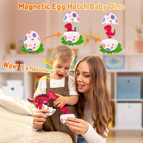 Dinosaurs Egg Toys Magnetic Tiles Dinos for Kids 3-5, Magnet 3D Movable Animals Construction Tile for Toddlers Ages 5-7, Building Blocks for Boys Girls 3+ 4-8 8-12 Year Old