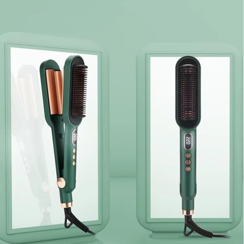 2-in-1 Hair Straightener, LED Digital Display, Multifunctional Hair straightening Comb, Wavy Curling Iron, Splint