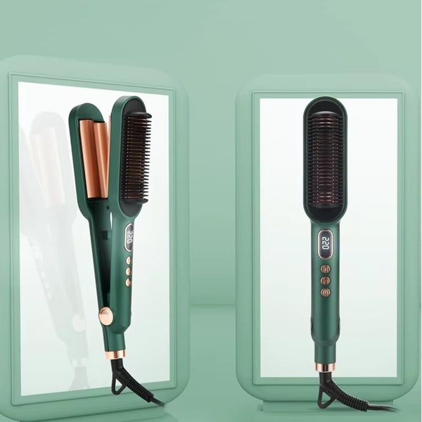 2-in-1 Hair Straightener, LED Digital Display, Multifunctional Hair straightening Comb, Wavy Curling Iron, Splint