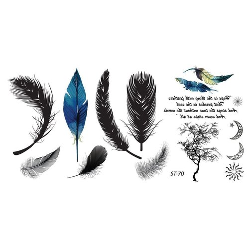 Supperb® Temporary Tattoos - Feather &amp; Typographic