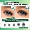 Lash Clusters,96 Pcs Cluster Lashes D Curl 16mm DIY Lash Extensions Eyelash Clusters,KEYYOU Volume Wispy Individual Lashes Soft&Comfortable Easy DIY at Home(Y10,D-16mm)