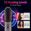 Cordless Hair Straightener Brush with LED Temperature Display,Portable Negative Ion Straightening Brush for Travel,Hot Hair Straightener Comb for Women 12 Heating Levels Anti-Scald 30S