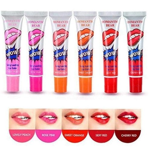6 Colors Tattoo Magic Color Lip Stain Tint Long Lasting Lip Gloss Sets for Women Peel Off Colored Matte Sexy Color 1 SET