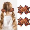 3.5" Fall Thanksgiving Hair Bow Clips for Girls Glitter Maple Leaves Bowkont Alligator Barrettes Cute Hairpins Teens Toddlers Autumn Grosgrain Ribbon Hair Accessories 2Packs