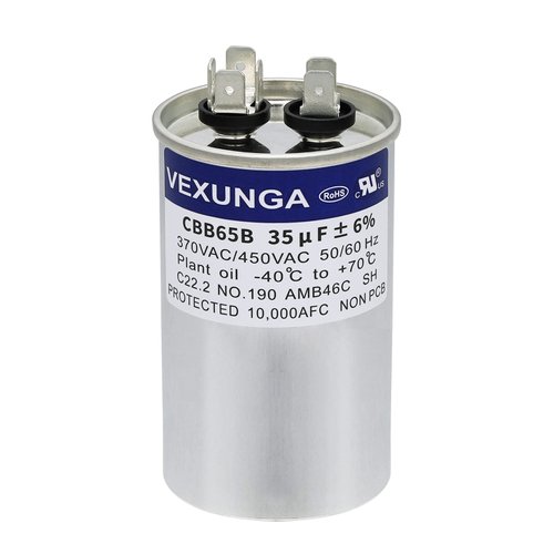 VEXUNGA 35uF 35 MFD 370VAC 440VAC 450VAC 50/60Hz CBB65 CBB65B Run Start Capacitor for AC Unit Fan Motor Start or Pool Pump or Air Condenser Straight Cool