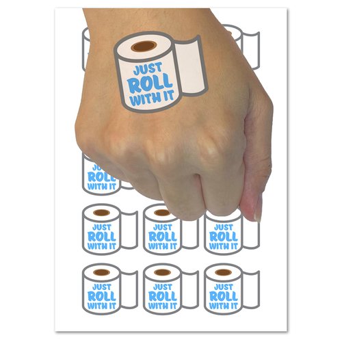Just Roll with it Toilet Paper Temporary Tattoo Water Resistant Fake Body Art Set Collection - 54 1" Tattoos (1 Sheet)