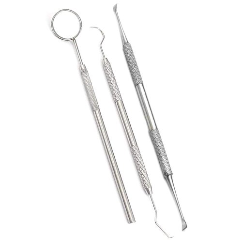 AAPROTOOLS 3 PCS Tartar Calculus Plaque Remover Tooth Scraper Dental Mirror & Probe #5 Set