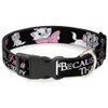 Buckle-Down Dog Collar Plastic Clip Aristocats Marie 3 Poses Because Im A Lady Thats Why Black 6 to 9 Inches 0.5 Inch Wide