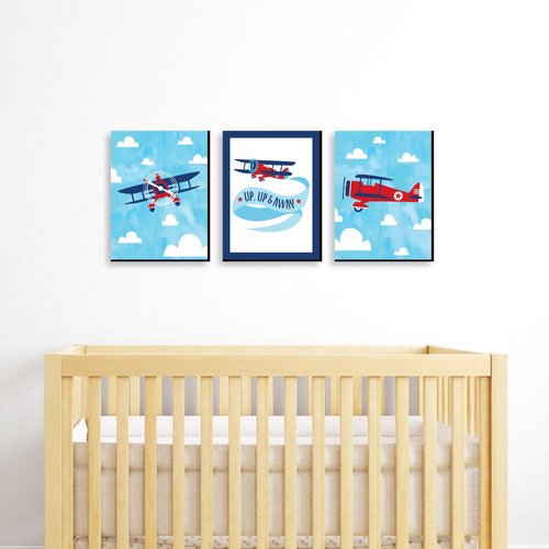 Big Dot of Happiness Taking Flight - Airplane - Vintage Plane Baby Boy Nursery Wall Art and Kids Room Decorations - Gift Ideas - 7.5 x 10 inches - Set of 3 Prints