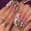 QQPPOLIU Press on Nails,Long Press on Nails Square,Long Nails,Long Fake Nails,Long Nails Press on，for Prom/Party/Holiday,Gift for Women (Rose Pink,with Flower and Rhinestones Design,French Tip)
