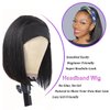 Feelgrace Short Bob Headband Wig Human Hair Wigs for Black Women Straight Headband Bob Wigs Human Hair None Lace Front Wigs Natural Color Human Hair Headband Wigs Bob Wigs 150% Density (8 Inch)