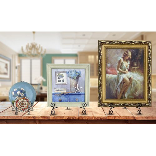Plate Stand, 1 Pack 6 Inch Plate Holder for Display, Black Foldable Iron Table Easel for Picture Book Photo Frame Decorative Plate