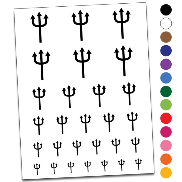 Trident Pitchfork Temporary Tattoo Water Resistant Fake Body Art Set Collection - Red (One Sheet)