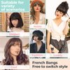 Cephermer Clip in Bangs, Synthetic French Bangs Hair Clip, Fake Bangs Fringe with Temples Hairpieces for Women Natural Curved Bangs Clip in Hair Extensions for Daily Wear Wintergreen