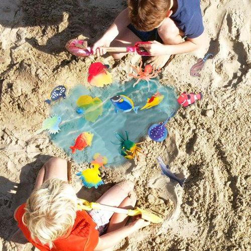 10Pcs Fish Toys Animal Figure Bath Toys, Color Changing Toys Sea Animal Toys, Sea Creatures Toys for Kids 3 Years and up, Water Table Toys for Themed Parties, Cake Topper, Kids Easter Basket