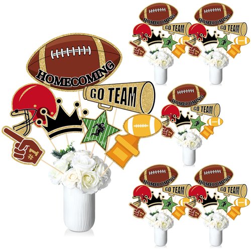 Seenelling 35 Pcs Homecoming Football Party Decorations Homecoming Centerpiece Sticks Glitter Table Toppers for Football Birthday Party Back to School Party Decor Supplies