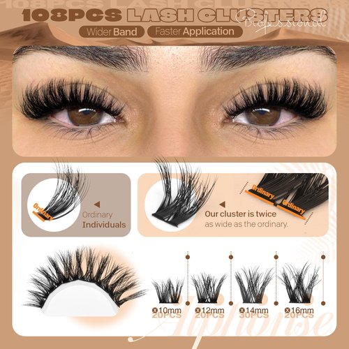 Fluffy Lash Clusters 5D Volume Lashes Clusters 10-16mm Cluster Eyelash Extensions Wispy DIY Individual Lashes Extension Soft False Eyelashes Clusters by ALPHONSE