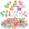 GOKUPOK Luminous Mini Resin Ducks Tiny Animals Glow in The Dark Duck Panda Dolphin Mushroom 4 Combination Sets for Garden Micro Landscape Aquarium Potted Dollhouse Decor 105PCS