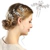 100cm / 39.3in Bridal Wedding Jewelry Hair Accessories: Crystal Rhinestone Hair Pins, Pearl Flower Hair Clips & Pearl Headpiece