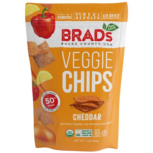 Brad's Plant Based Organic Veggie Chips, Cheddar, 3 Count