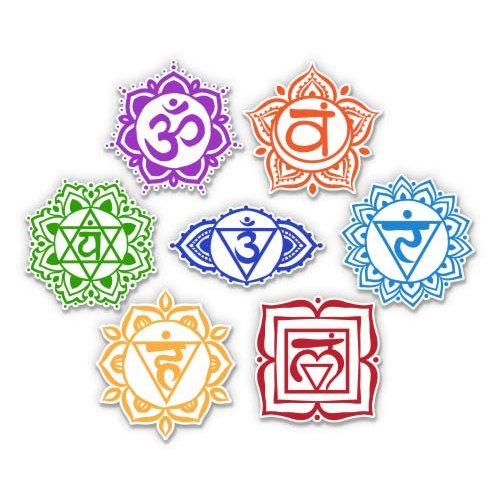 Seven Chakras - 5" Each Vinyl Stickers - for Car Laptop I-Pad - Waterproof Decals