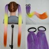 CliCling 4 Colors Braiding Ponytail Hair Extensions Mix Hair Tinsel,Colorful Braided Ponytail Extension with Hair Tie