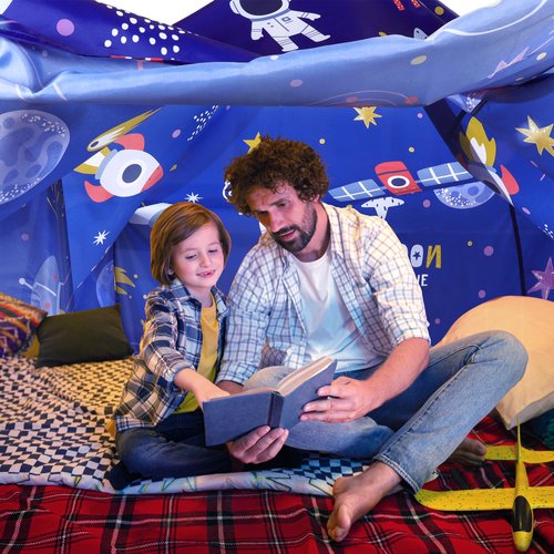 BALAPET Blanket Fort Building Kit for Kids 4-8,10×10Ft Universe Galaxy Build a Fort Blankets with Clips,Hooks, Sandbags and Storage Bag,Portable & Easy Setup Toys for Indoor Outdoor Childern Boy(blue)