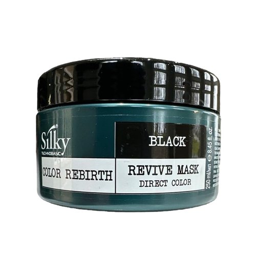 SILKY Technobasic Black Revive Mask - Color Depositing Hair Mask - Semi-Permanent Hair Color Mask with Hydrating & Restoring Dry Hair - 250ml/8.45oz