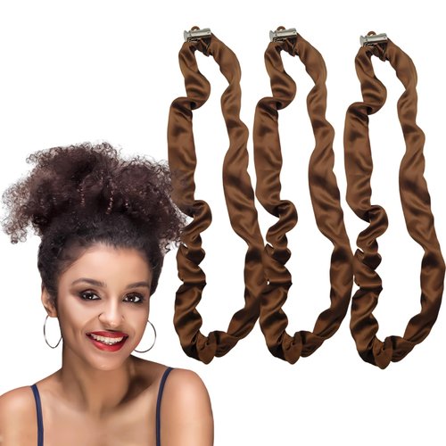 3PCS Hair Scrunchies Silk Adjustable High Elasticity Hair Ties Durable Soft Elastic Hair Rubber Bands Black Hair Ties Ponytail Holders for Women Girls Brown