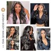 LEOSA Long Body Wavy Balck& Grey V Part Synthetic Wig For Black Women Highlight Full Head Clip In Hair Extensions Long Body Wave Wig for Women Synthetic Hair Replacement Wig (24Inch, Black&Grey#)