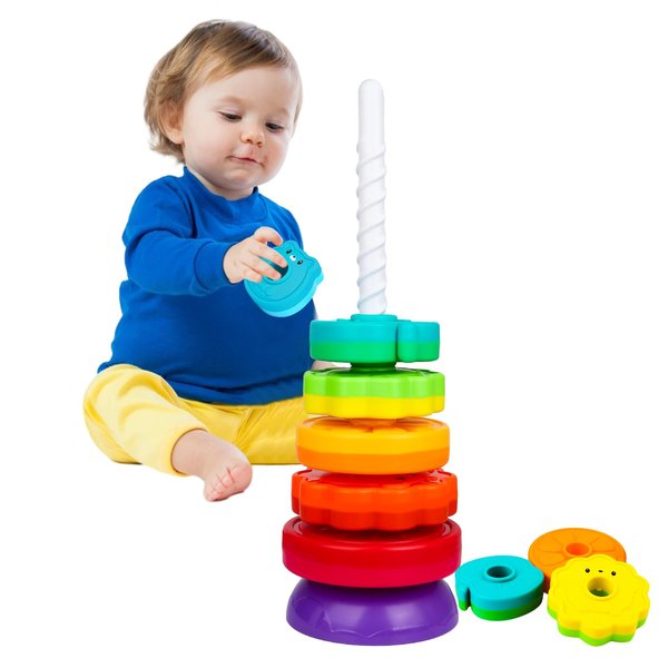 PracticeJQDEN Montessori Toys for 1+ Year Old, Educational Stacking Spinning Baby Toys, Learning Toys Sensory Toys for Toddlers 1-3, Christmas Birthday Easter Gift for Babies 12-18 Months