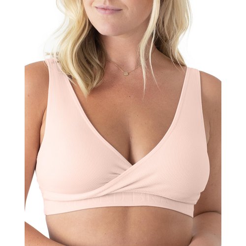 Kindred Bravely Sublime Adjustable Crossover Nursing Bra for Breastfeeding | Wireless Maternity Bra (Soft Pink, Medium)