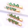 St.Patrick’s Day Hair Clips Crystal Glitter Shamrock Hairpins Green Lucky Leaf Embellished Gold Alligator Hair Clips for Party Gift (2 Pairs Lucky Clover Clips)