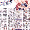 8sheets 4th of July Nail Art Stickers 3D Self-Adhesive American Flag Patriotic Independence Day Nail Decals USA Flags Butterfly Heart Star Nail Design I Love America for Memorial Day DIY Manicure