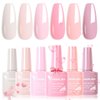 VENALISA Hema-Free Pink Gel Nail Polish Set- 6 Colors Popular Nude Pink Gel Polish Kit, Soak Off LED Nail Lamp Light Pink Gel Manicure Kit DIY at Home Salon Gifts for Women Girls