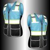 JKWEARSA Safety Vest For Women,High Visibility Reflective Work Vest With Multi Pockets And Zipper,Blue and Black,Small