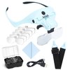YOCTOSUN Magnifying Glasses with Light for Close Work, Head Magnifier with 4 LED Lights and 5 Detachable Lenses 1X to 3.5X,Rechargeable Hands Free Headband Magnifier Glasses for Crafts, Hobby