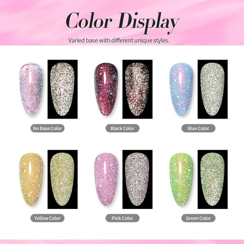 Born Pretty Auroras Reflective Glitter Nail Powder Chameleon Polarized Sparkling Shiny Nail Glitter Holographic Flakes Glitter Dust Shiny Powder Pigment Nail Supplies for Nail Art Manicure DIY Design