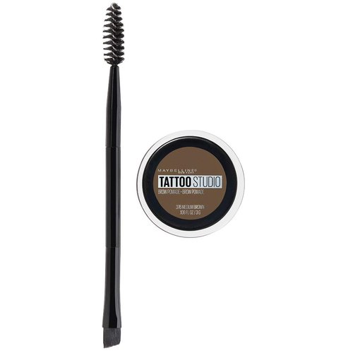 Maybelline TattooStudio Brow Pomade Long Lasting, Buildable, Eyebrow Makeup, Medium Brown, 1 Count