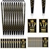 FIONUPI 25 Sets VIP Badge Lanyards with Plastic VIP Pass Card Holder Black and Gold VIP Pass Cards Breakaway Lanyard PVC for Backstage Concert Event Birthday Award Movie Night Party Organizer