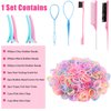 Colorful Mini Rubber Bands for Hair, Rubber Band Cutter for Hair, Topsy Tail Hair Tools, etc. Elastic Hair Ties with Styling Hair Tools for Baby Girls Women