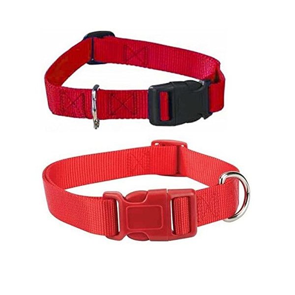 Zack & Zoey RED Dog Collar Bulk LOT Packs 4 Sizes Nylon Litter Band Puppy Rescue Shelter(Small - 10 to 16 Inch 5 Collars)