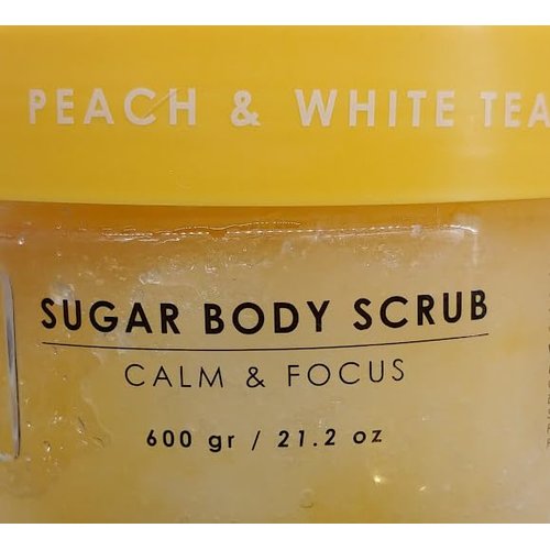 Generic CIROA, PEACH & WHITE TEA, SUGAR BODY SCRUB, 21.2 OZ, CALM & FOCUS, CRUELTY & VEGAN FREE (600GR)