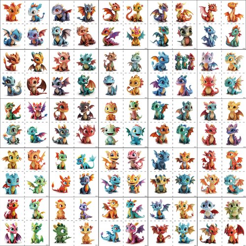 120 Styles Temporary Tattoos for Kids Dragon Tattoos Stickers for Boys Girls Birthday Party Favors Supplies Gift