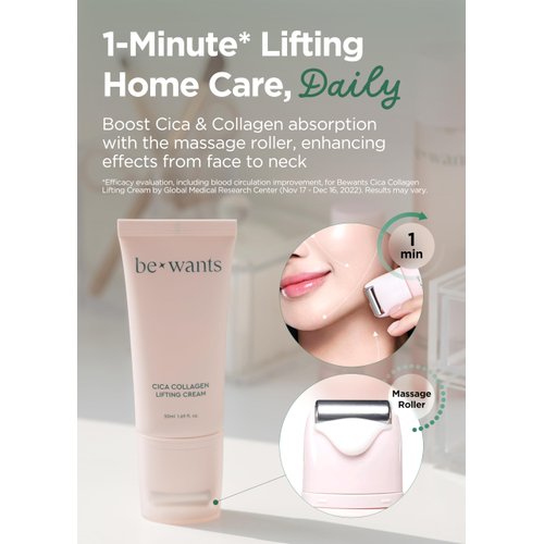 BE+WANTS [K-Beauty] Bewants Neck Lifting & Firming Cream with Centella Asiatica | Vegan Hyaluronic Acid | Neck Firming Cream Tightening Lifting Sagging Skin with Gua Sha Roller | Korean Skincare