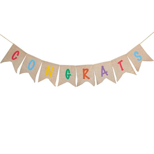 Sscon Congrats Burlap Banner Congratulation Party Bunting Banners Grad Decoration Graduation Gifts Party Supplies