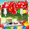 4 Balloon Number Red Blue Green Yellow Balloon Cartoon Mushroom Decorations Star Balloons for Birthday, Carnival, Party Activities, Cartoon Video Game Theme Party Supplies