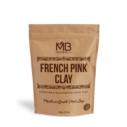 MB Herbals French Pink Clay 100 Gram (3.5 oz) | Montmorrillonite Pink Clay (French Rose Clay) | Mild, Hydrating Clay suitable for Sensitive Skin | Mined & Processed in India
