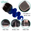 SEXAY Blue 4x4 Lace Closure Body Wave Brazilian Virgin Human Hair Extensions Ombre Free Part Closure Pre Plucked With Baby Hair for Black Women 1B/Blue Color Closure(16inch)