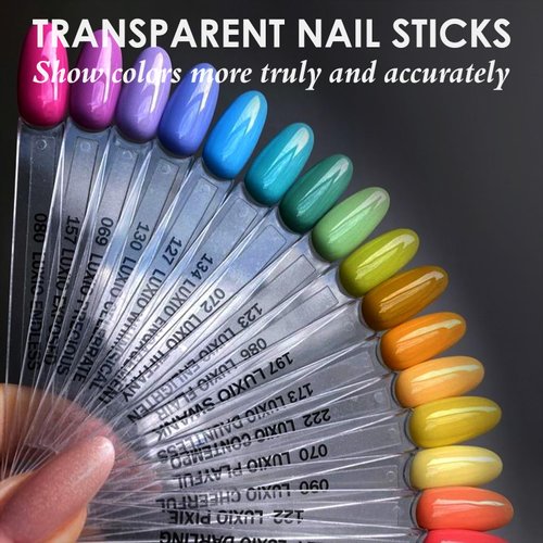 Medium Oval Nail Art Practice Tips, BORNBYME 100pcs Clear Nail Polish Swatch Sticks Tips Nail Sample Sticks for Gel Nail Polish Color Display